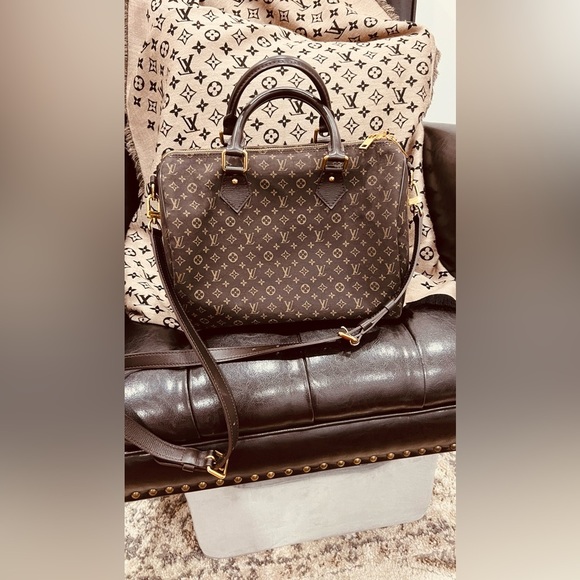 Louis Vuitton Handbags - Authentic Louis Vuitton Monogram Idylle Speedy 30 Bandouliere Fusain(Dark Brown)